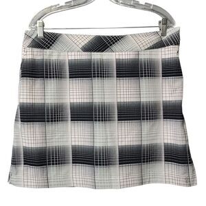 Izod Golf Grid Print Skort, Built-in Shorts Black White, Size 10